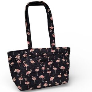 Vera Bradley Flamingo Print Black Tote Bag